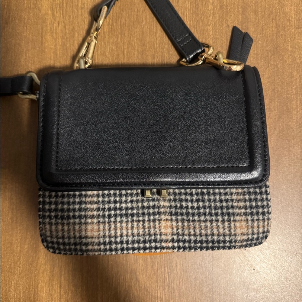 Zara Houndstooth Black Mini Purse
